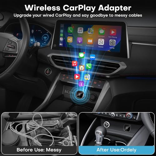 2025 Upgraded Wireless CarPlay Adapter,Effortlessly Convert Wired to Wireless CarPlay,Suitable for cars with carplay,Compatible with iPhone iOS 10+ & Android Auto,Mini&Stable Car Play Wireless Adapter