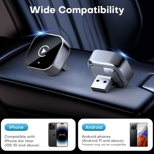 2025 Upgraded Wireless CarPlay Adapter,Effortlessly Convert Wired to Wireless CarPlay,Suitable for cars with carplay,Compatible with iPhone iOS 10+ & Android Auto,Mini&Stable Car Play Wireless Adapter