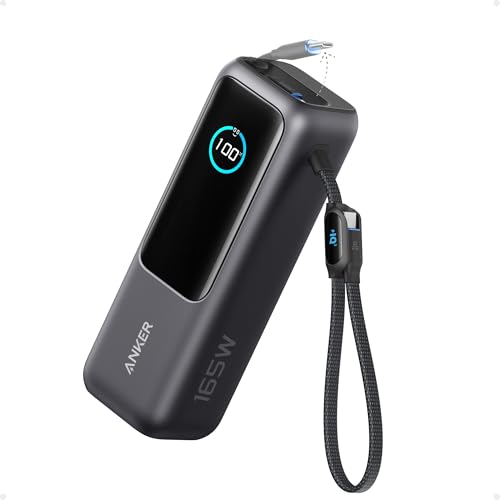 Anker Laptop Power Bank, 25,000mAh Portable Charger with Triple 100W USB-C Ports, Built-in Retractable Cables, Flight-Approved for Travel, iPhone 17/16 Series, Samsung, and More