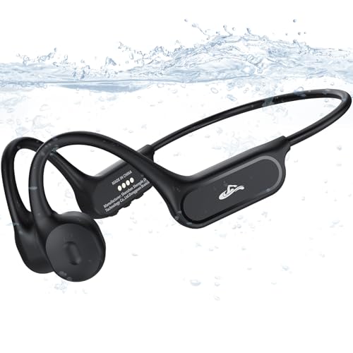 Swimming Headphones,IP68 Waterproof Bone Conduction Headphones with 32GB Memory MP3 Player, Bluetooth 6.1 Wireless Sports Open Ear Underwater Headset Earphones for Swimming,Running,Cycling,Workout